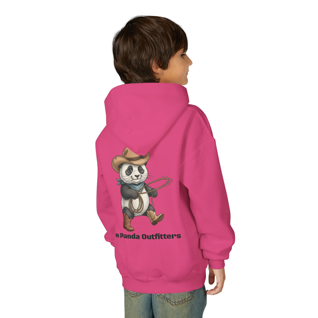 Kids Panda Cowboy Hoodie — “Goon Panda Outfitters” Graphic Youth Sweatshirt