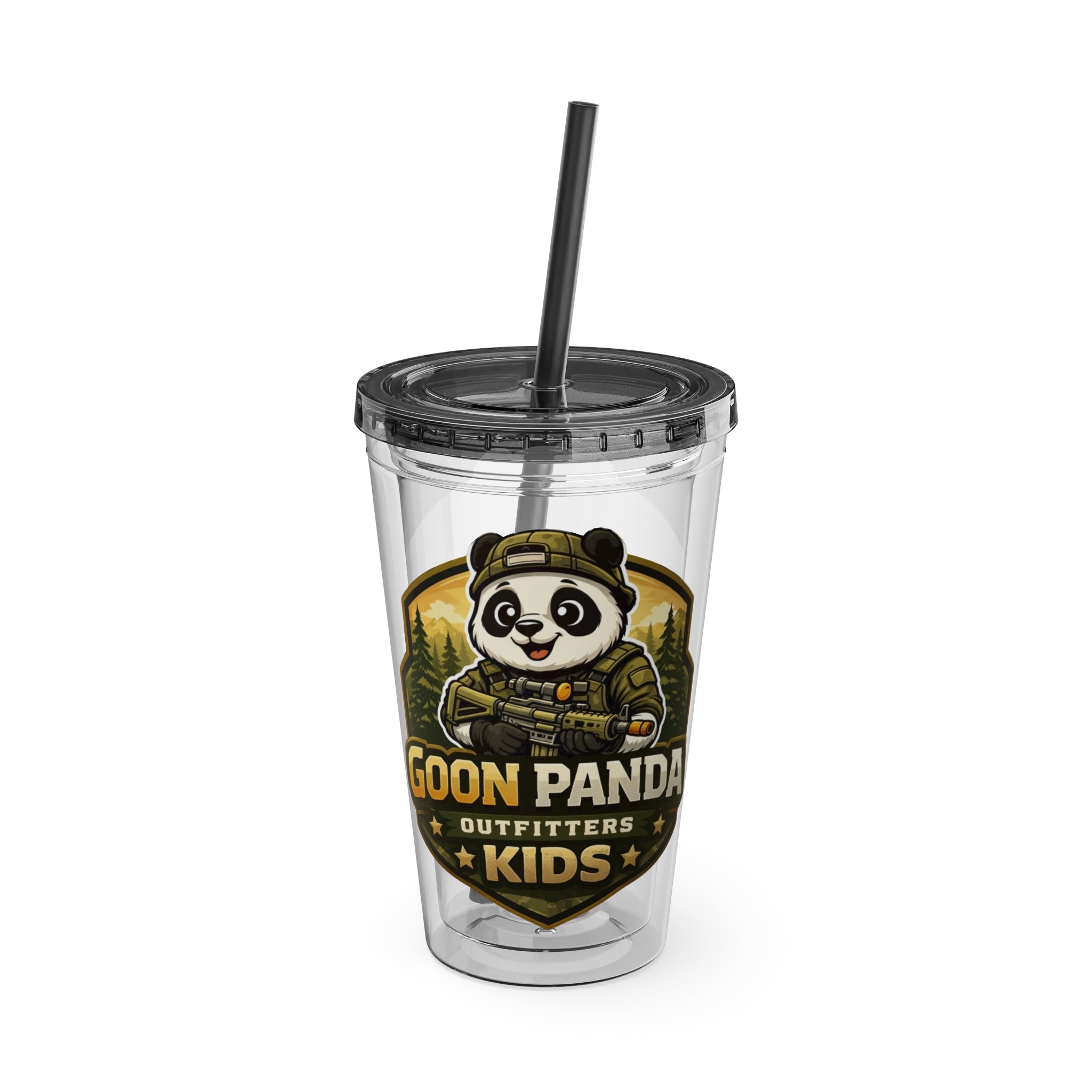 Panda Splash 16oz Tumbler with Straw — Goon Squad Kids Graphic