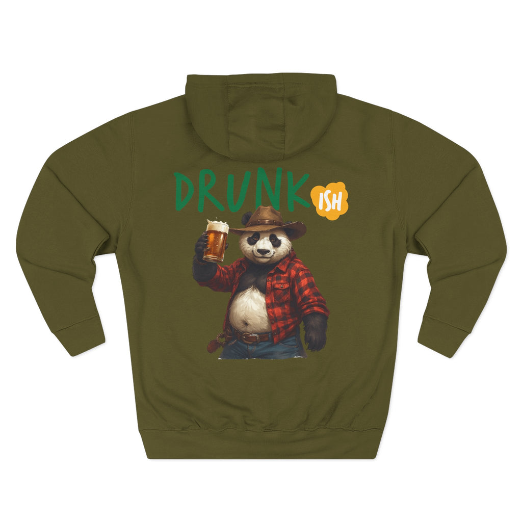 Drunk-ish Panda Hoodie — Funny Beer Lumberjack Animal Graphic Fleece Hoodie