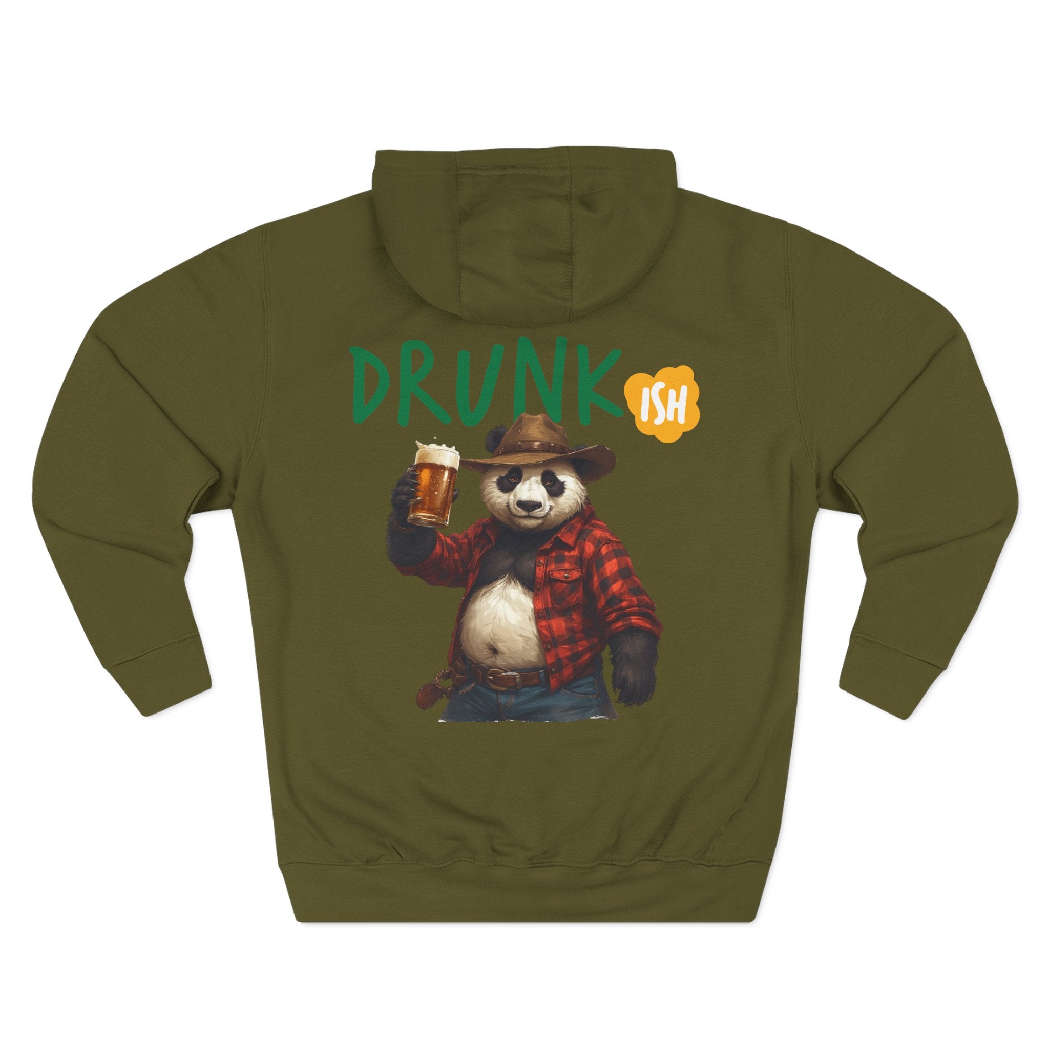 Drunk-ish Panda Hoodie — Funny Beer Lumberjack Animal Graphic Fleece Hoodie