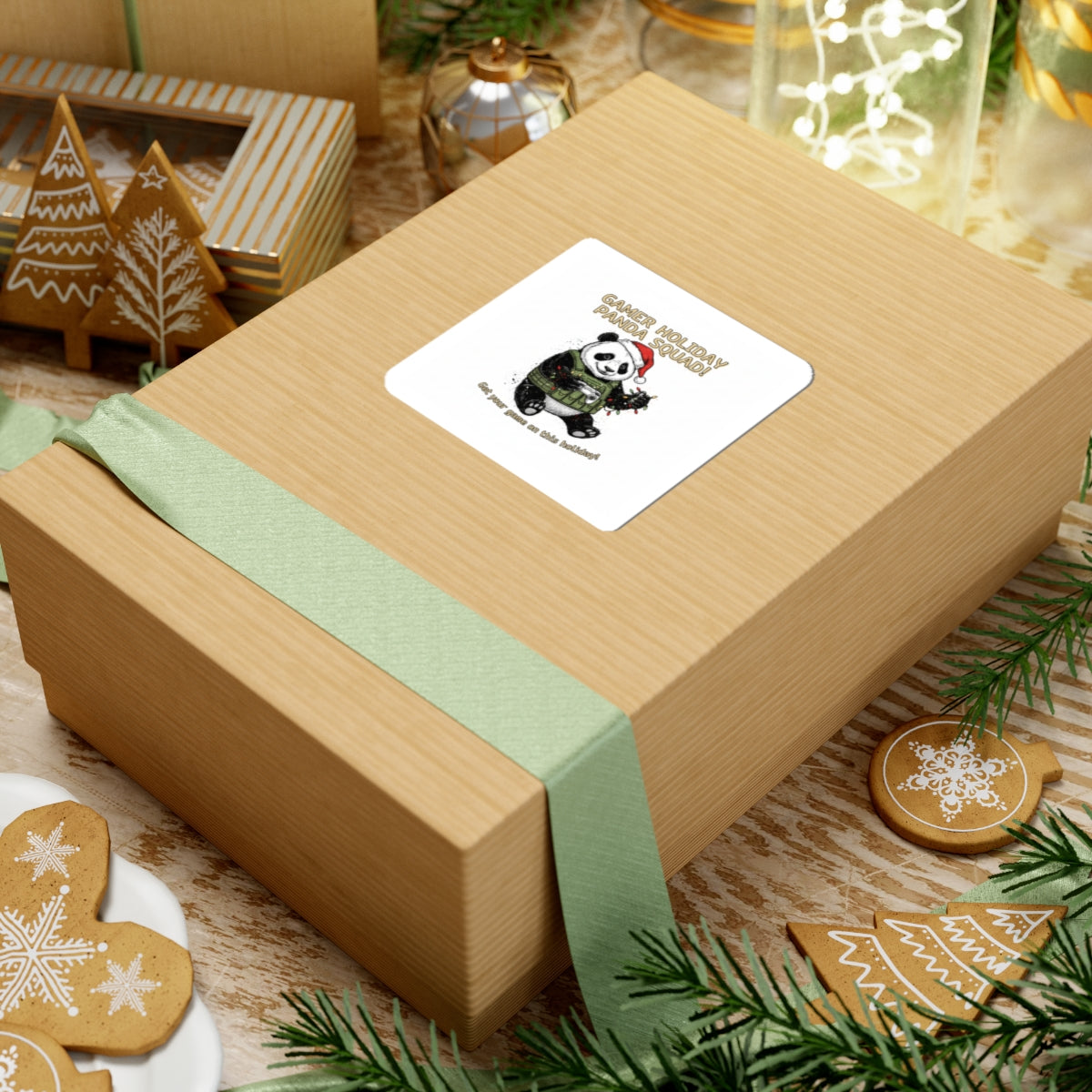 Gamer Holiday Panda Sticker | Coding Sticker, LAN Party Desk Decal