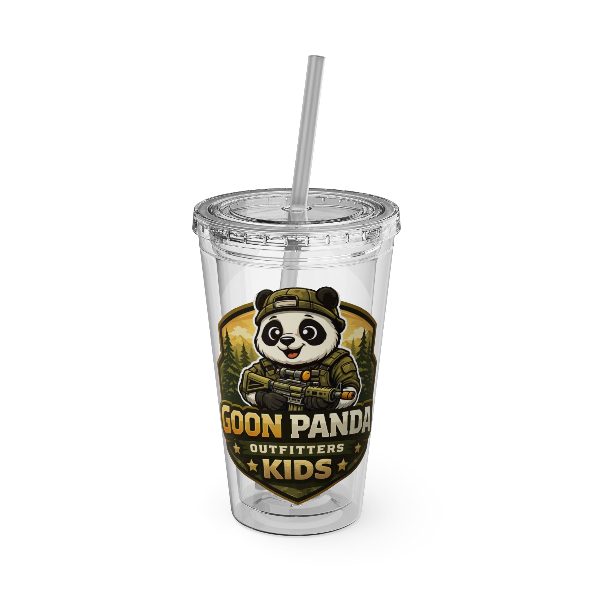 Panda Splash 16oz Tumbler with Straw — Goon Squad Kids Graphic