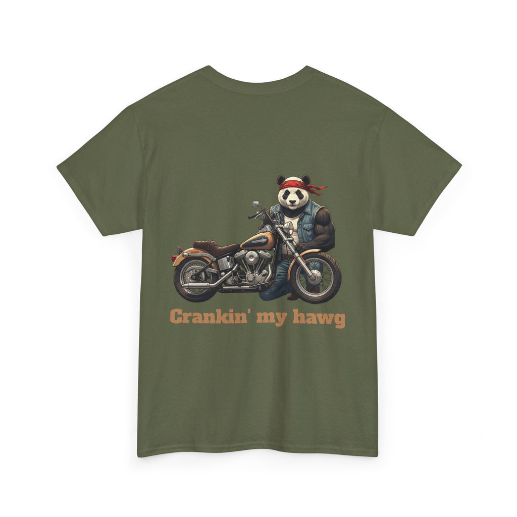Crankin' My Hawg T-Shirt — Panda Biker Graphic Tee