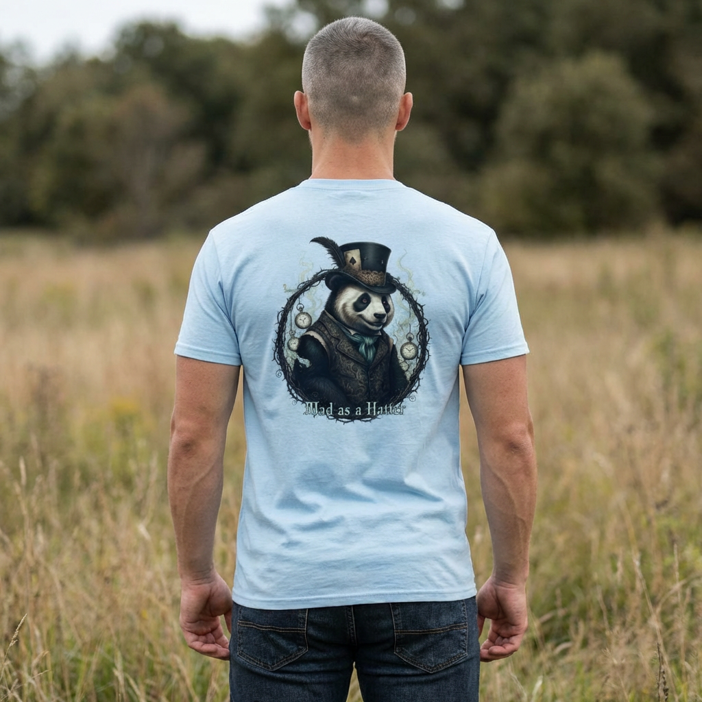 Panda in Top Hat T-Shirt — 'Mad as a Hatter' Vintage Gothic Tee