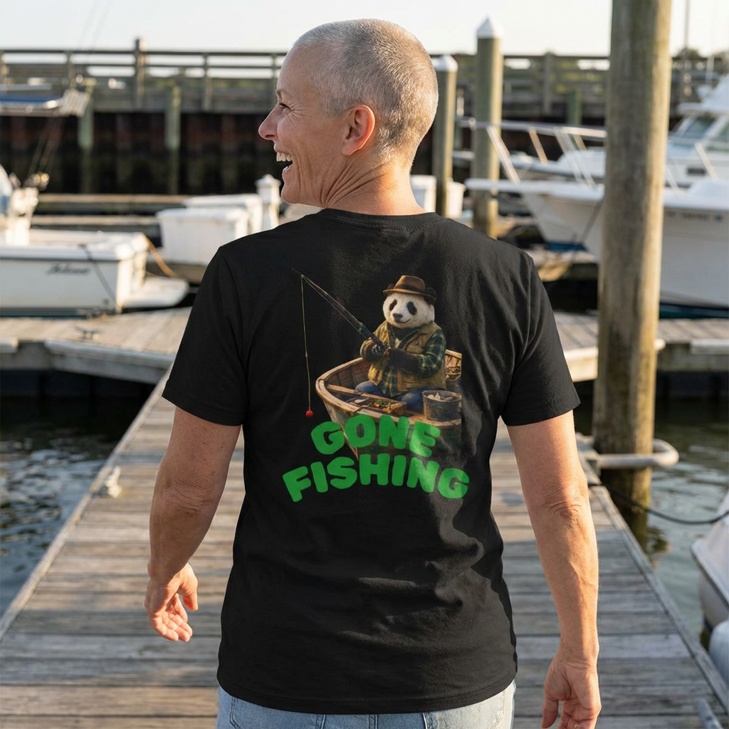 Gone Fishing Panda T-Shirt