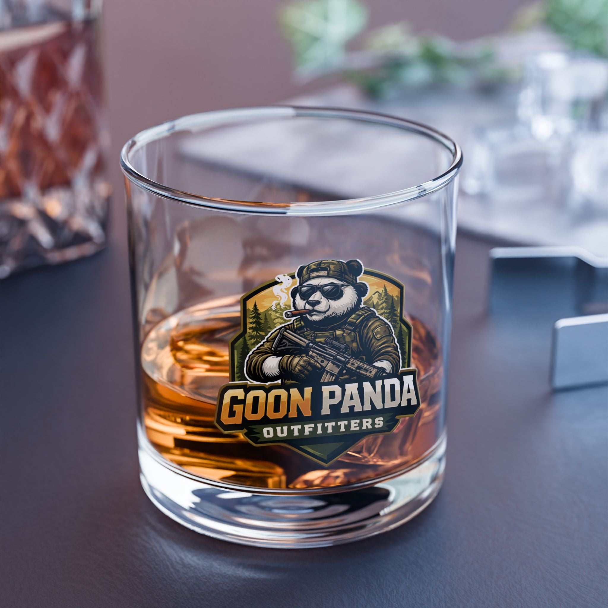Goon Panda Outfitters 10oz Rocks Glass — Tactical Panda Whiskey Glass