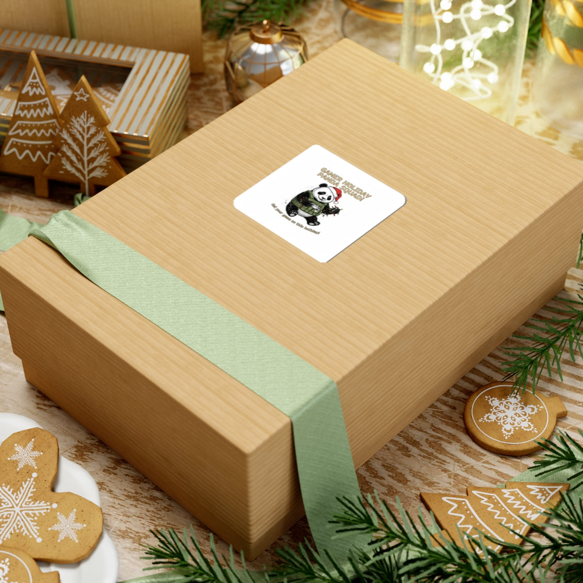 Gamer Holiday Panda Sticker | Coding Sticker, LAN Party Desk Decal