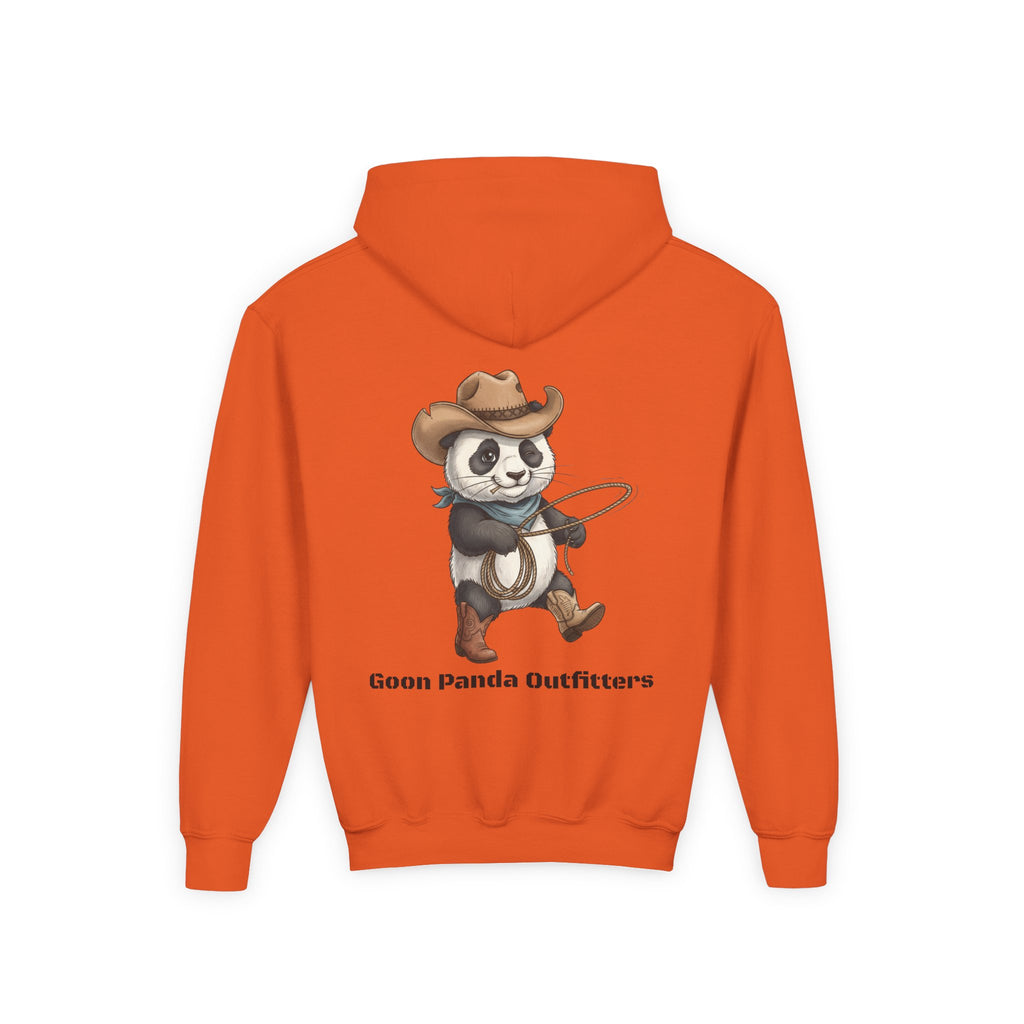 Kids Panda Cowboy Hoodie — “Goon Panda Outfitters” Graphic Youth Sweatshirt