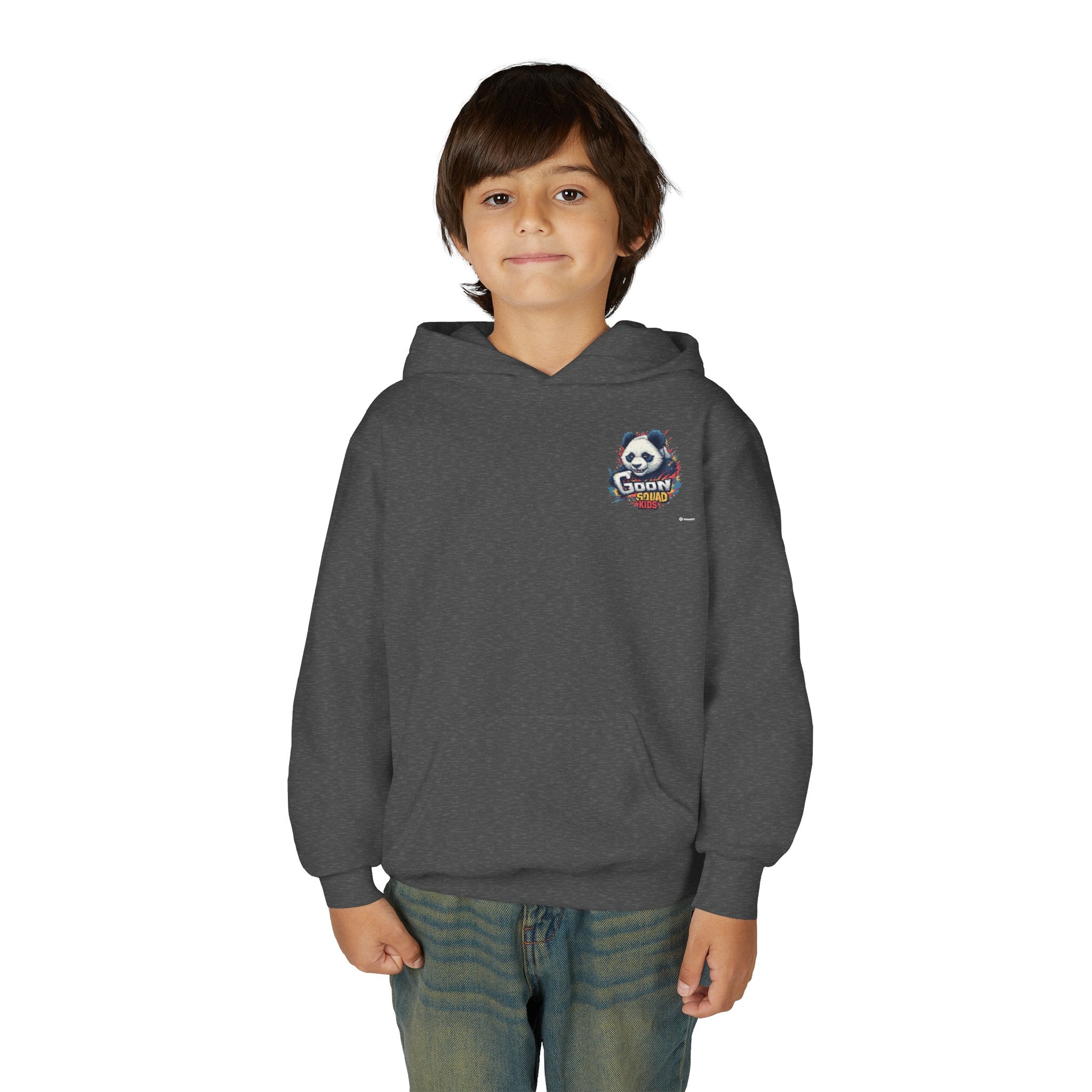 Kids Panda Cowboy Hoodie — “Goon Panda Outfitters” Graphic Youth Sweatshirt