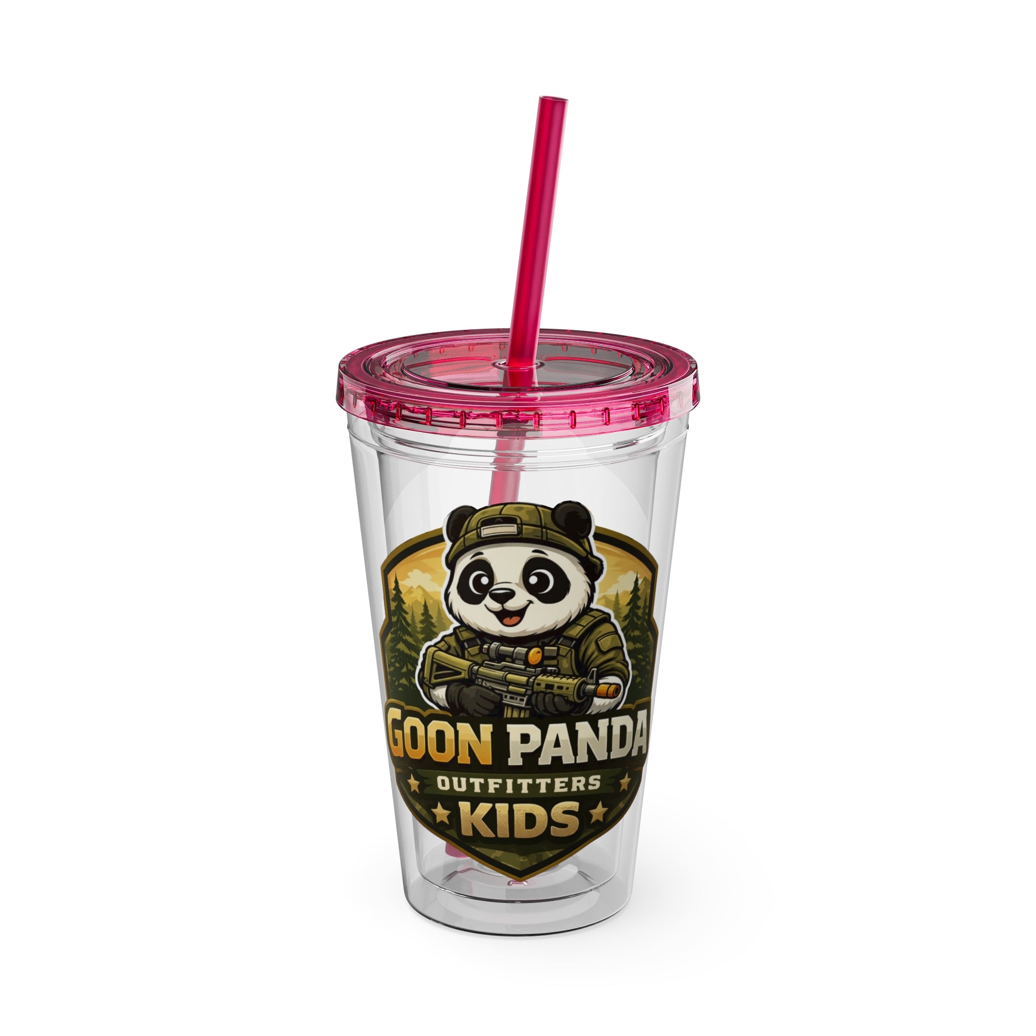 Panda Splash 16oz Tumbler with Straw — Goon Squad Kids Graphic