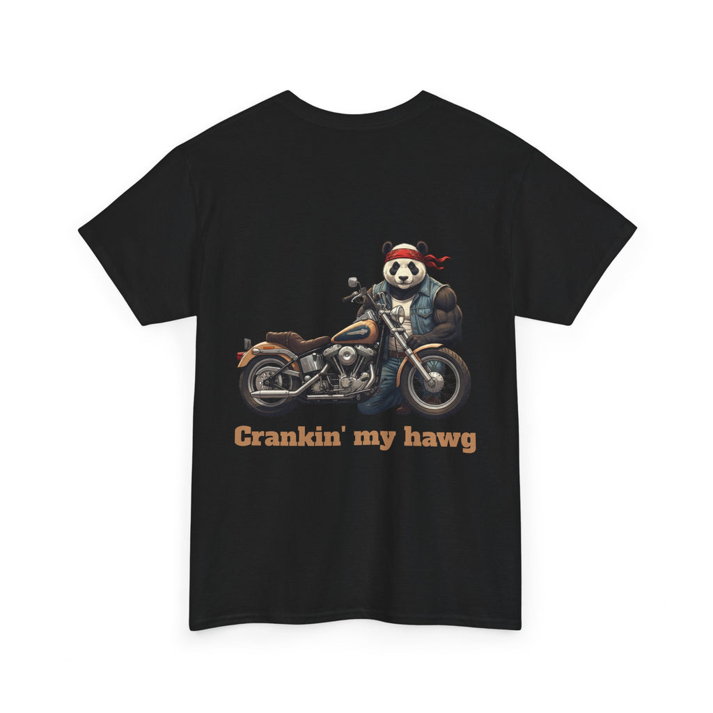 Crankin' My Hawg T-Shirt — Panda Biker Graphic Tee